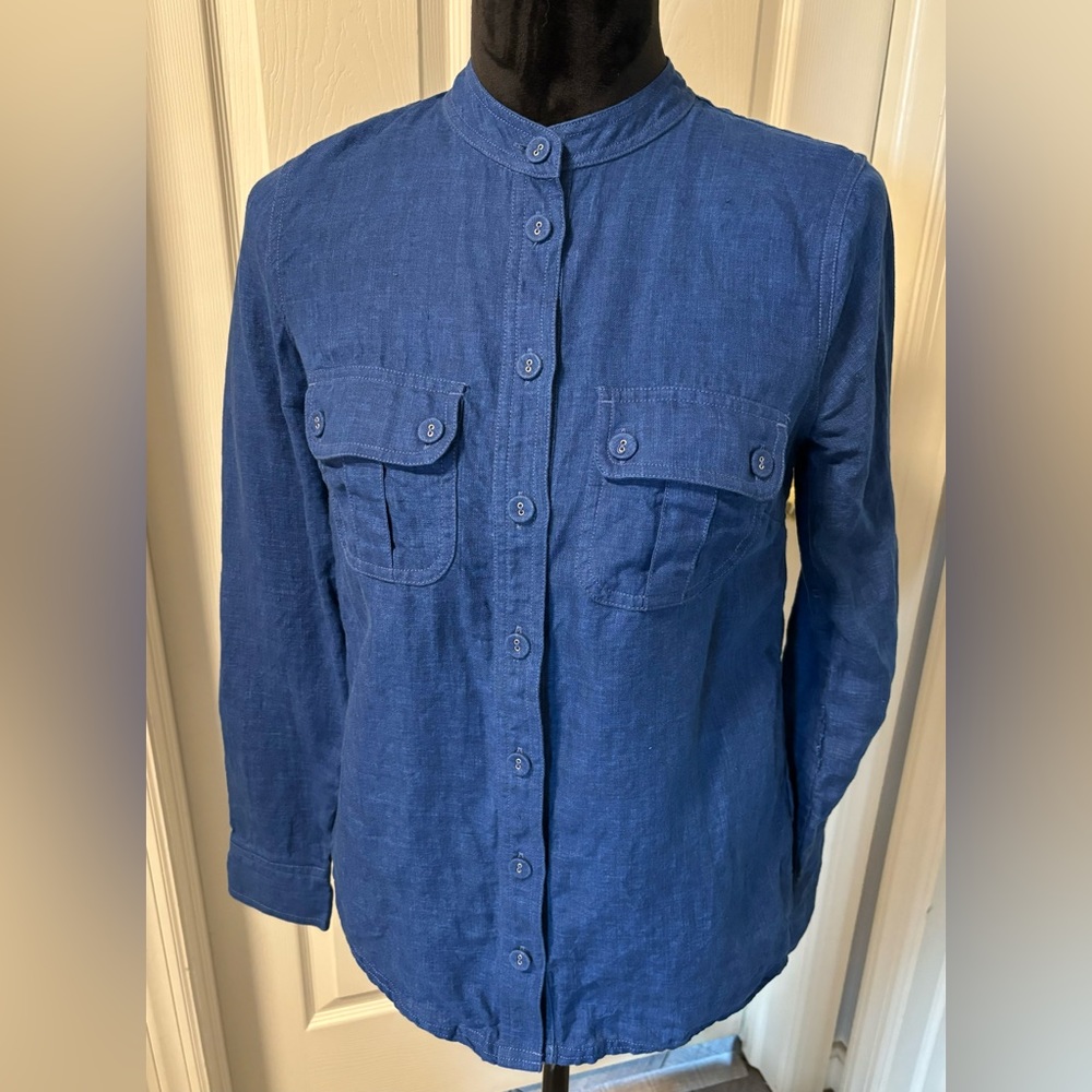 Boden Linen Roll Tab Sleeve Blouse